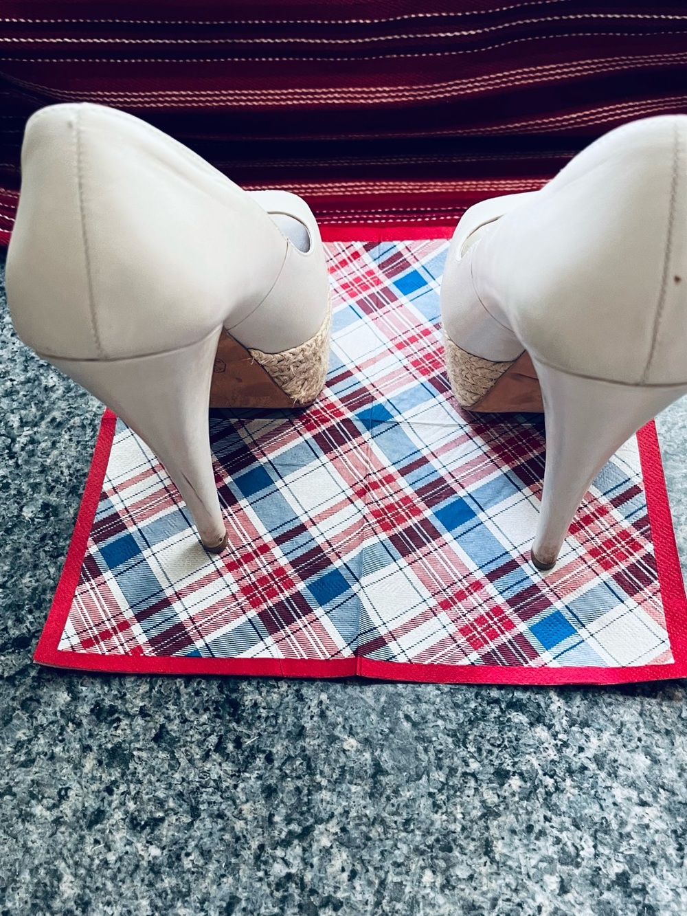 Cream Peep-Toe Wedge Heels - Picture 5 of 5